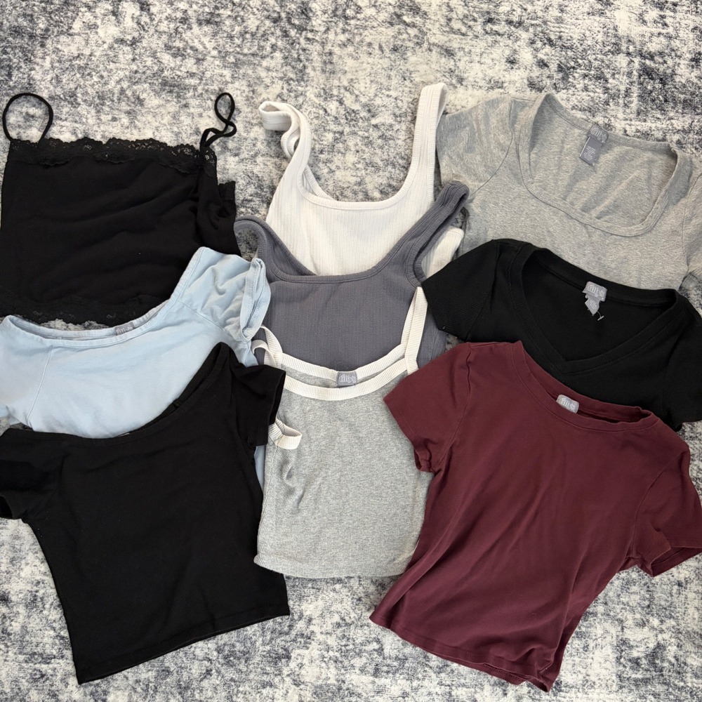 Tillys Womens Tween Tops Bundle 9pc XS XXS Crop Tanks Baby Tees Camis Basics